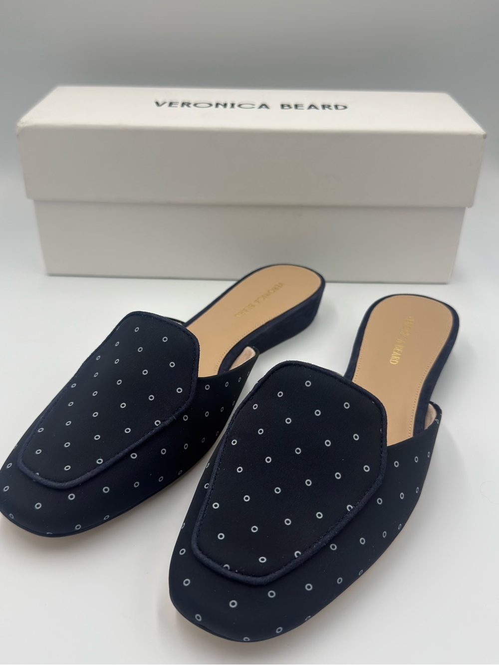 Veronica Beard Navy Slide Mules NIP Retail $350 Size 8.5M